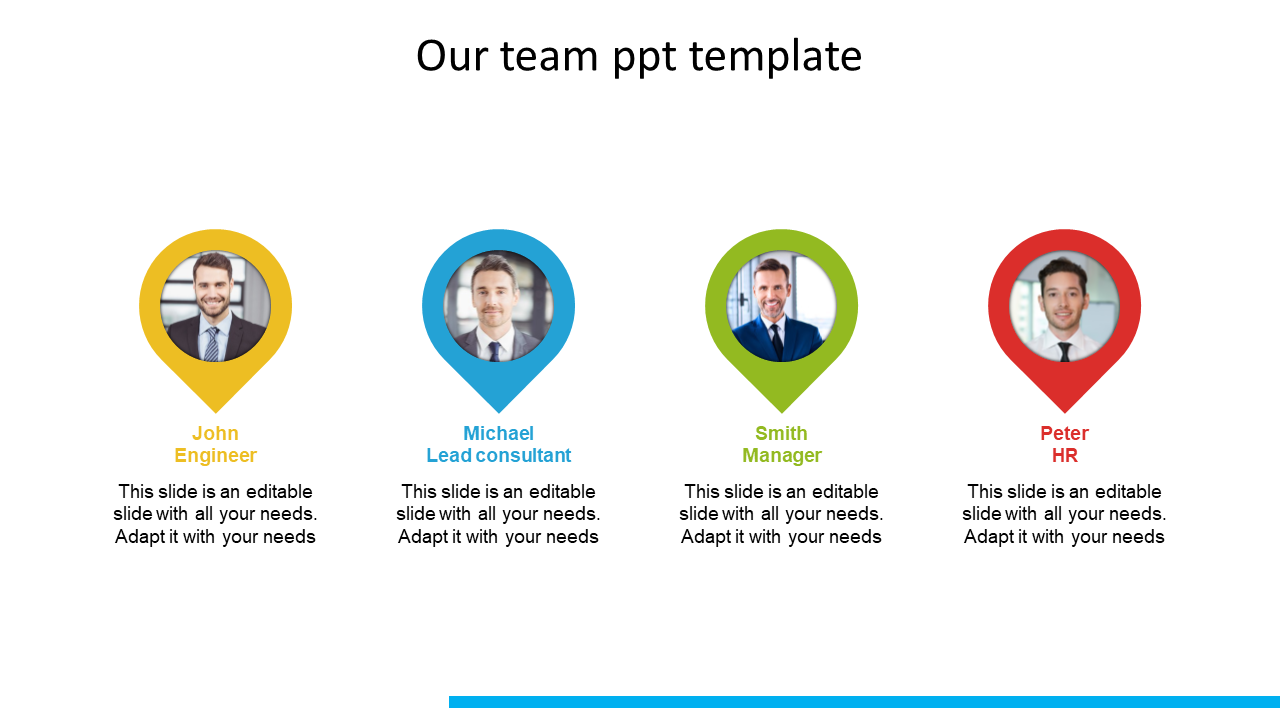 Our Team PPT Template Teardrop Model Presentation slides